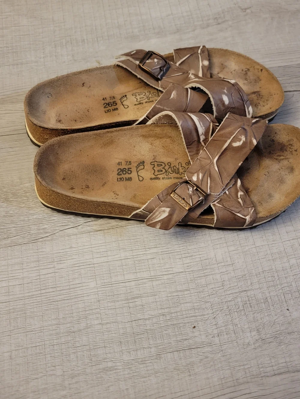 Birkenstock Brown Men’s Slide Sandals with Buckle Straps